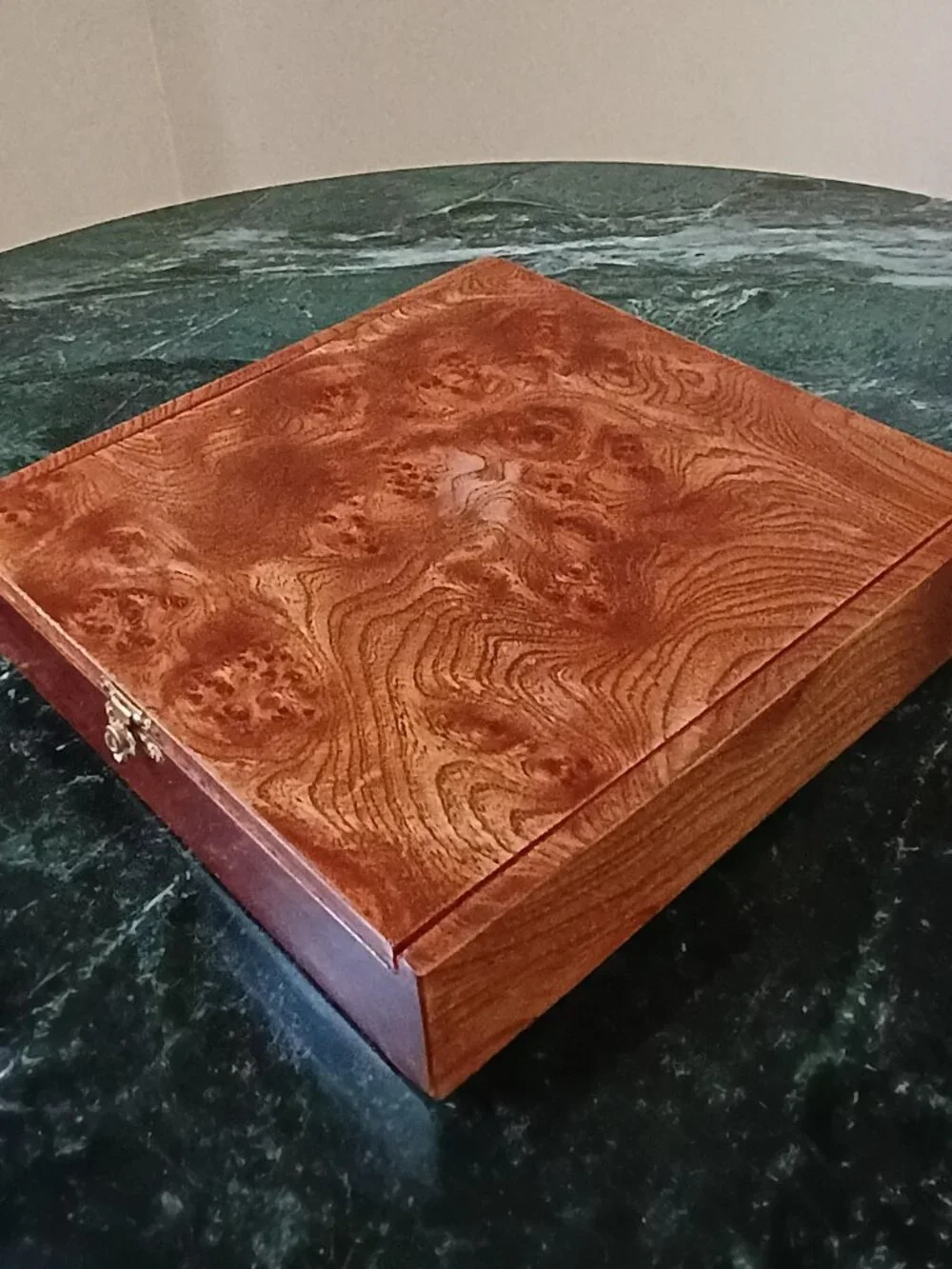 Antique French Burl Wood Jewelry Decorative Case Box